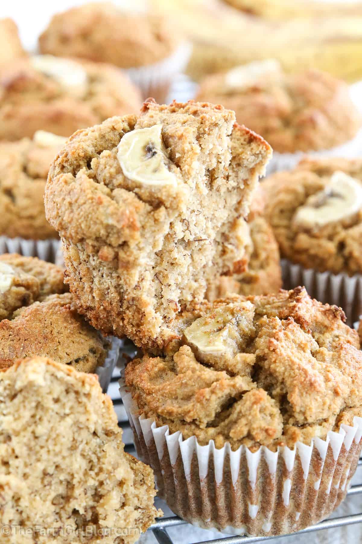 These gluten-free banana muffins are extremely easy to whip together and will be ready before you know it. 